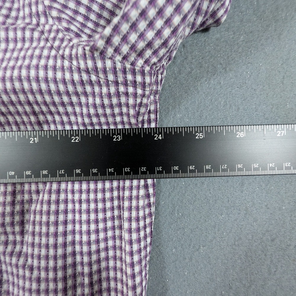 Robert Graham Button Down Shirt Mens XL Purple Check Egyptian Cotton Flip Cuff - Picture 6 of 8